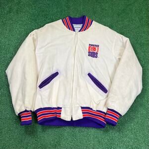 Vintage 80s Phoenix Suns DeLong Varsity Jacket XL Corduroy NBA White Purple